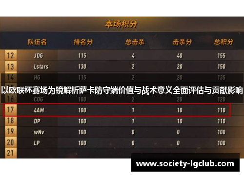 以欧联杯赛场为镜解析萨卡防守端价值与战术意义全面评估与贡献影响